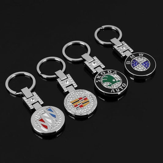 Double - Sided Car Emblem Metal Keychain Jewelry Pendant Diamond Embedded Auto Brand Key Ring for Mercedes BMW Volkswagen - Sahin Orginals