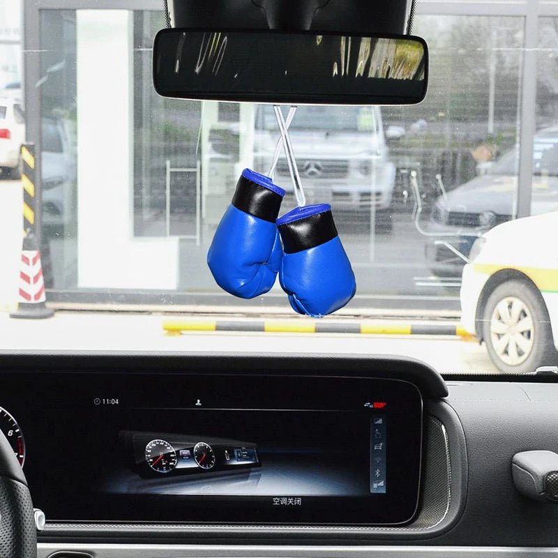 1 Pair Car Boxing Gloves Hanging Ornament Leather Auto Rearview Mirror Pendant DIY Car Accessories Interior Cool Decoration - Sahin Orginals
