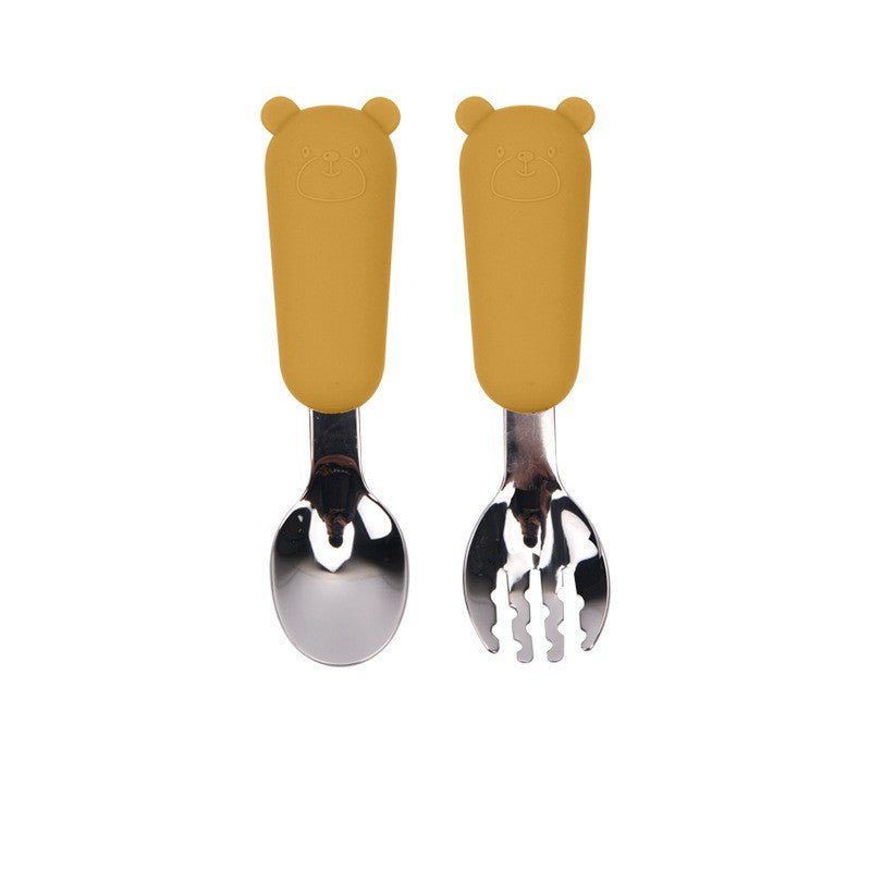 Cartoon Bear Silicone Baby Spoon – Kinder - Besteck für sicheres und lustiges Füttern - Sahin Orginals