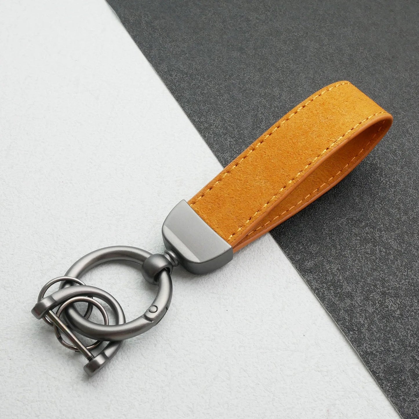 Custom Car Logo Suede Leather Keychain for Men and Women Retro Vintage Personalized Keyring Laser Engrave Key Chain Ring Gift - Sahin Orginals