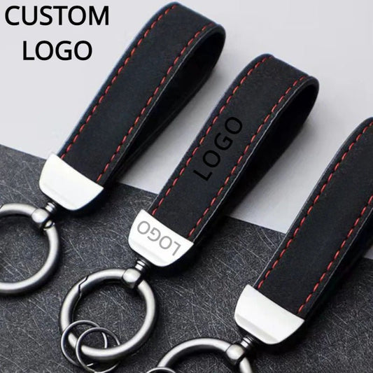 Custom Car Logo Suede Leather Keychain for Men and Women Retro Vintage Personalized Keyring Laser Engrave Key Chain Ring Gift - Sahin Orginals