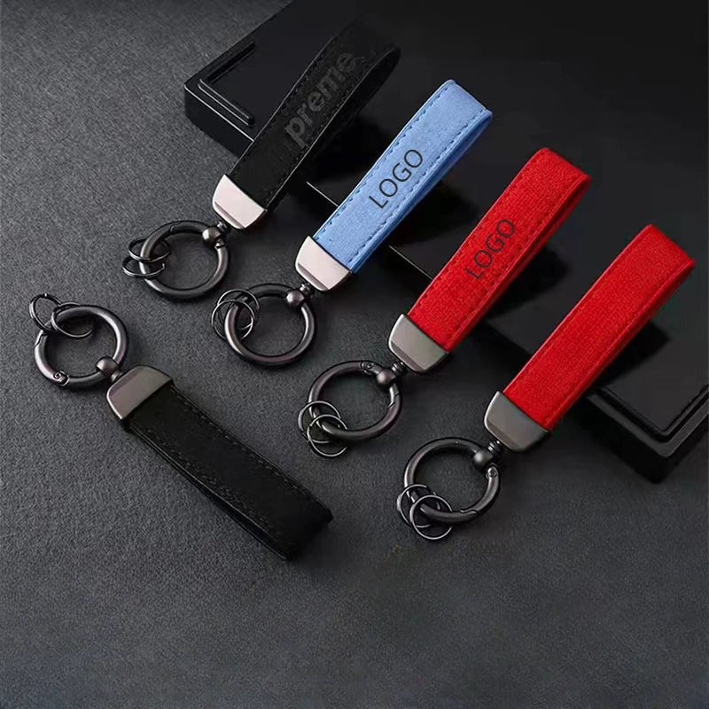 Custom Car Logo Suede Leather Keychain for Men and Women Retro Vintage Personalized Keyring Laser Engrave Key Chain Ring Gift - Sahin Orginals