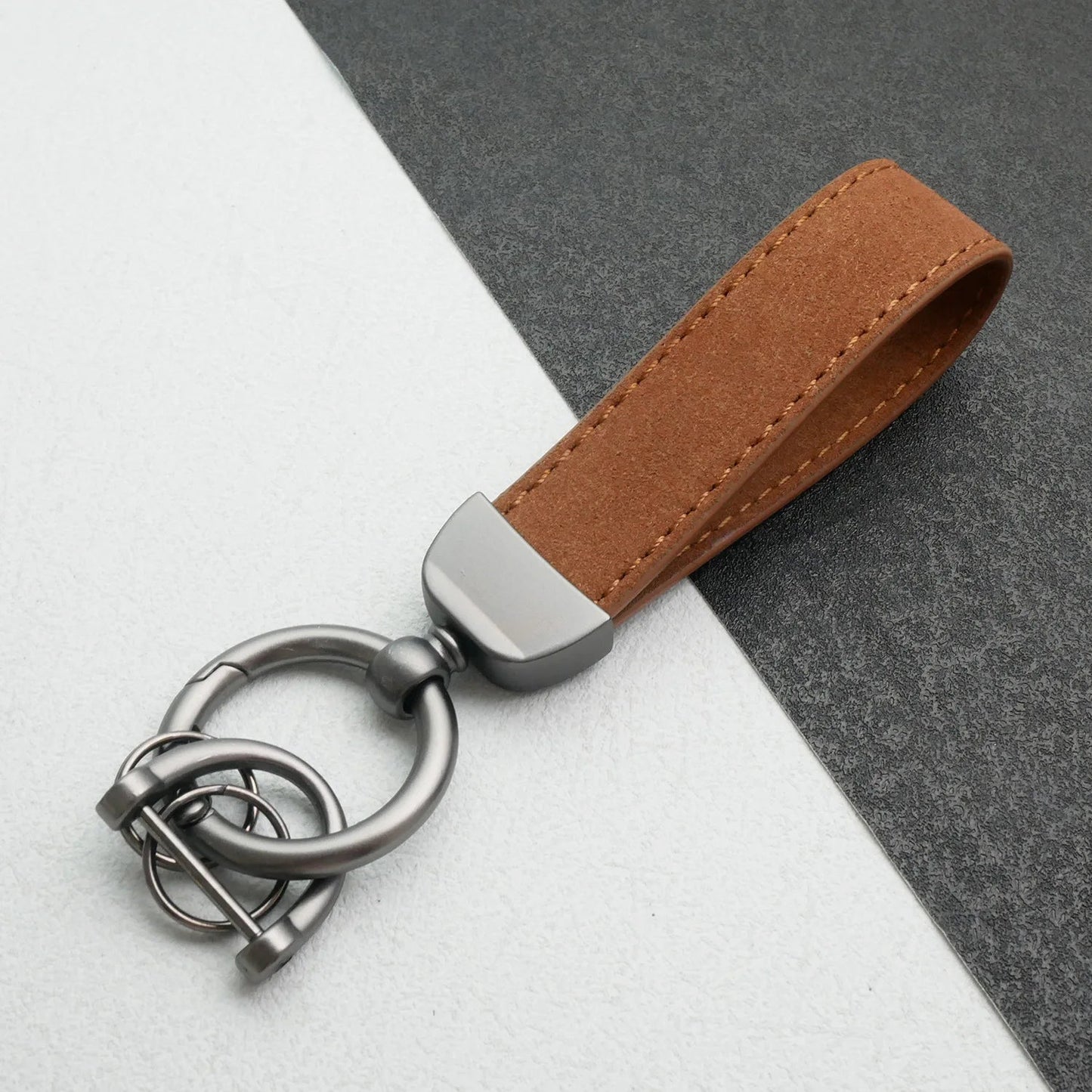 Custom Car Logo Suede Leather Keychain for Men and Women Retro Vintage Personalized Keyring Laser Engrave Key Chain Ring Gift - Sahin Orginals