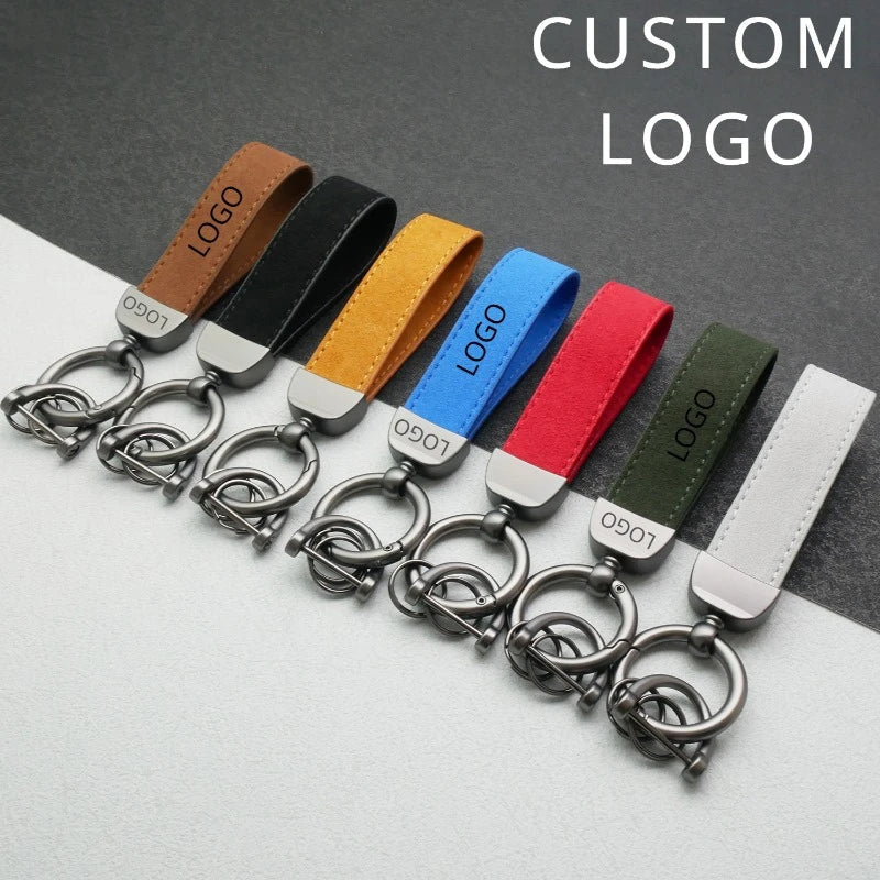 Custom Car Logo Suede Leather Keychain for Men and Women Retro Vintage Personalized Keyring Laser Engrave Key Chain Ring Gift - Sahin Orginals
