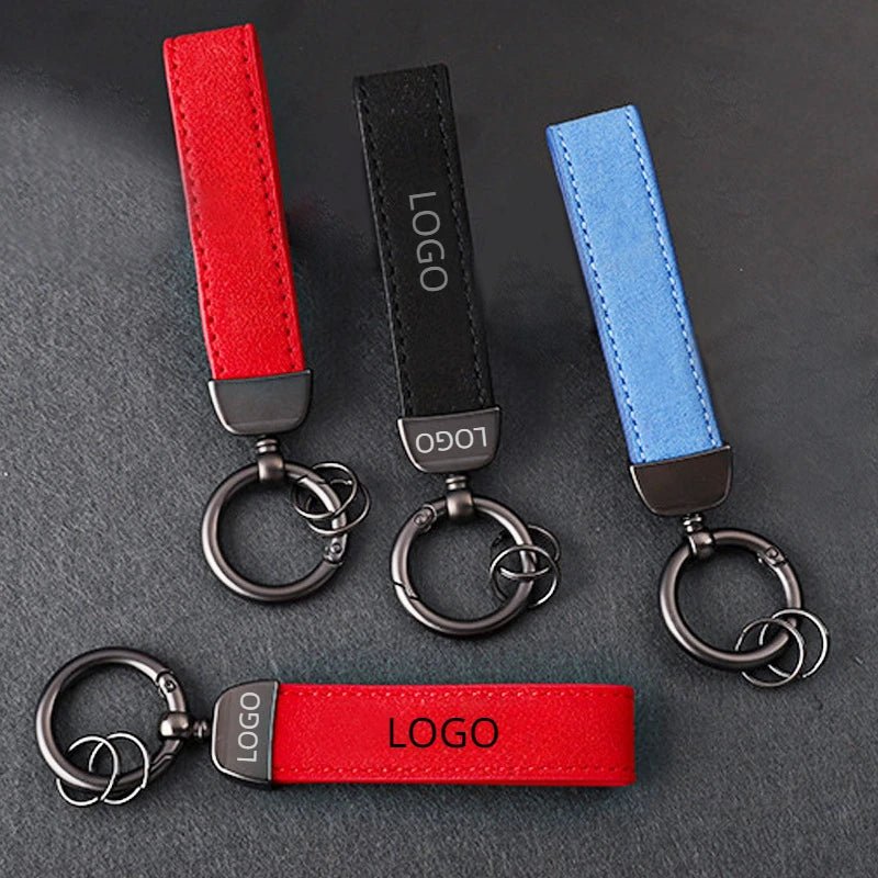 Custom Car Logo Suede Leather Keychain for Men and Women Retro Vintage Personalized Keyring Laser Engrave Key Chain Ring Gift - Sahin Orginals