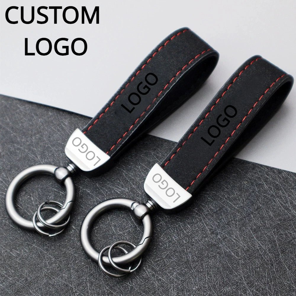 Custom Car Logo Suede Leather Keychain for Men and Women Retro Vintage Personalized Keyring Laser Engrave Key Chain Ring Gift - Sahin Orginals