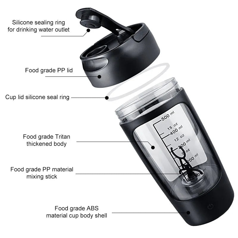 SB Elektrischer Protein - Shaker Becher – Tragbarer, wiederaufladbarer Mixer mit 1200 mAh Akku, Mehrzweck - Mixbecher mit 650 ml für Fitness und Training - Sahin Orginals