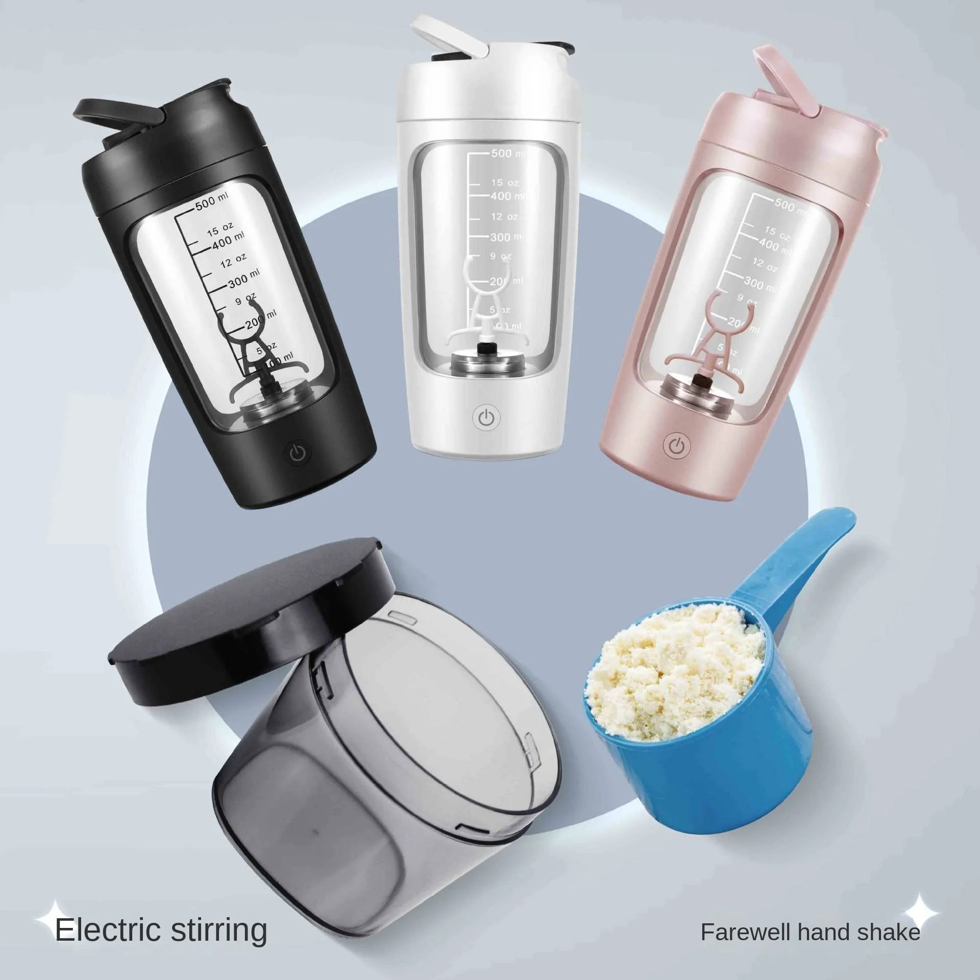 SB Elektrischer Protein - Shaker Becher – Tragbarer, wiederaufladbarer Mixer mit 1200 mAh Akku, Mehrzweck - Mixbecher mit 650 ml für Fitness und Training - Sahin Orginals