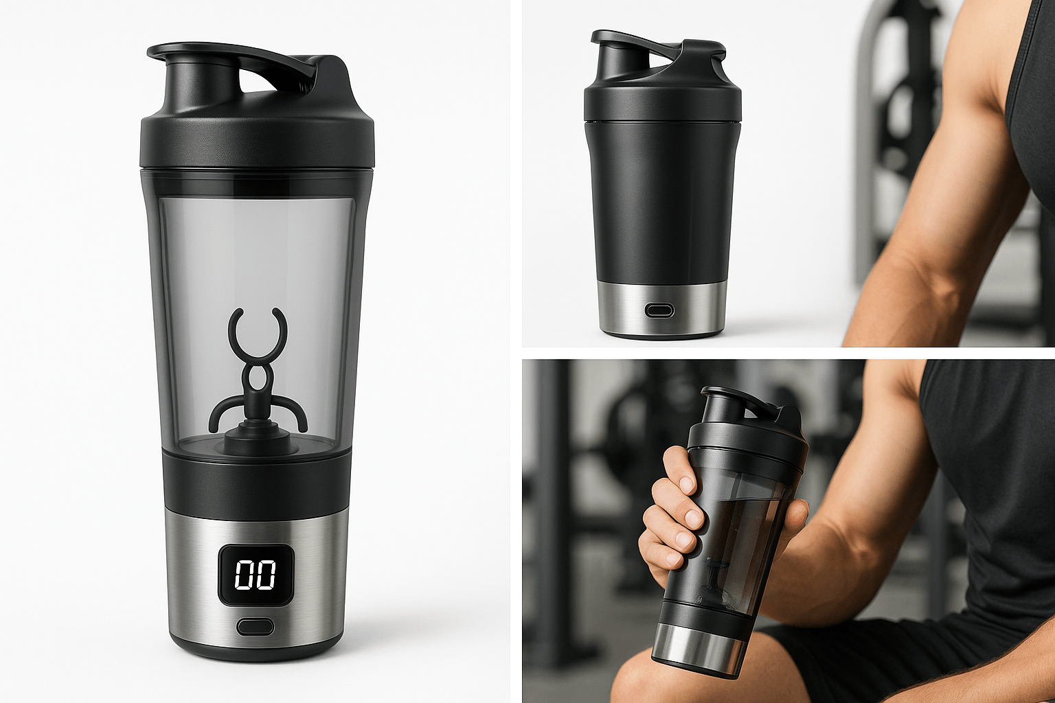 SB Elektrischer Protein - Shaker Becher – Tragbarer, wiederaufladbarer Mixer mit 1200 mAh Akku, Mehrzweck - Mixbecher mit 650 ml für Fitness und Training - Sahin Orginals